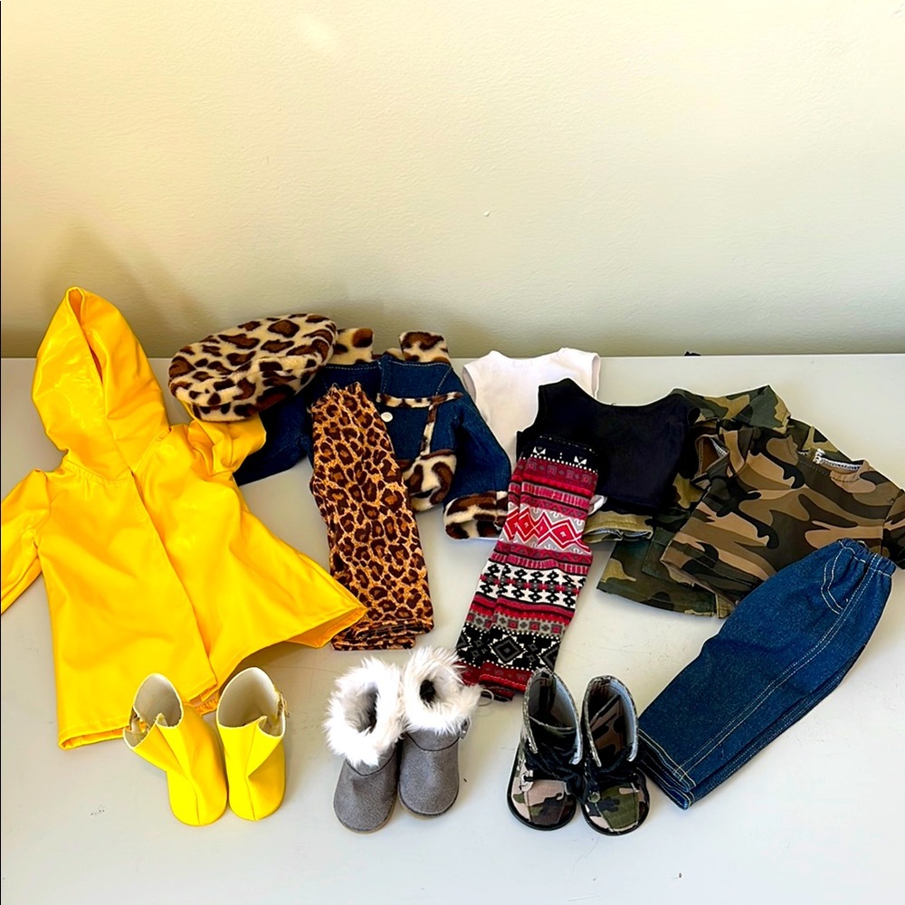 Bundle of Clothing for Any Size Doll (includes clothes, pajamas, and a leotard)